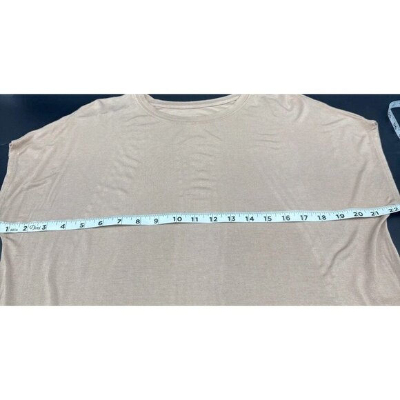 LOGO by Lori Goldstein Knit Cap Sleeve Crew Neck Blouse Top Pleated Hem Sz XS - Picture 8 of 9